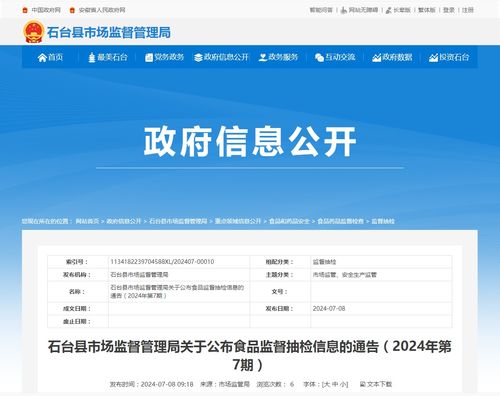 石臺(tái)縣市場(chǎng)監(jiān)督管理局關(guān)于公布2024年第7期食品安全監(jiān)督抽檢信息的通告